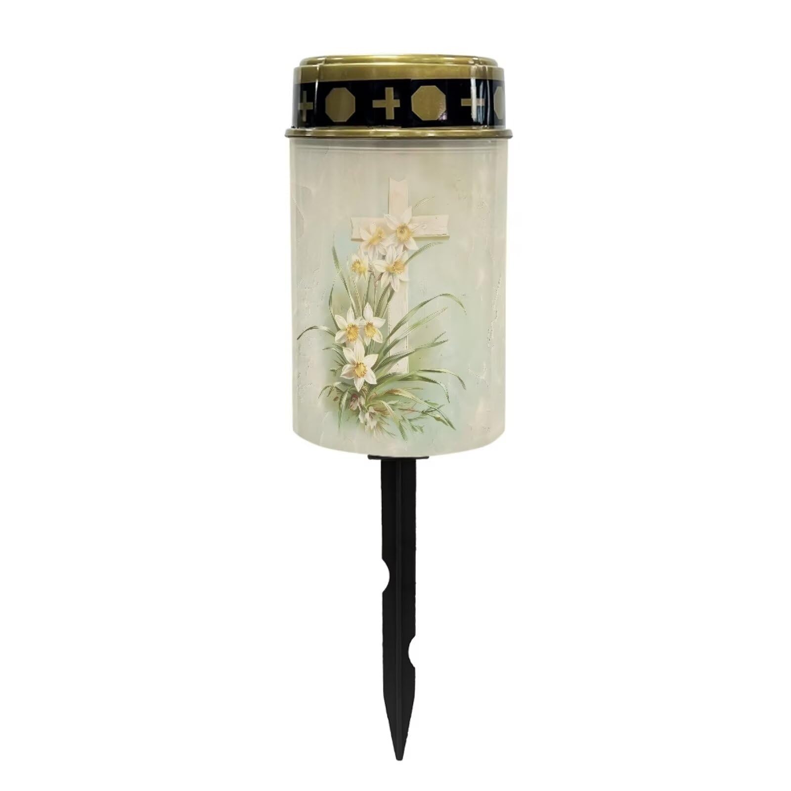 Cross and Floral Cemetery Solar Lights - Waterproof LED Solar Lamp - Flameless Candle - Grave Decorations - Night Light for Outdoor