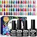 JEWHITENY 45 PCS Gel Nail Kit with 42 Colors Nail Polish Set Green Blue Red Pink Collection Gifts for Women