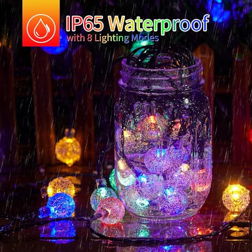 Luzes solares de corda ao ar livre, 50 LED Lâmpadas Dourado superbrilhantes à prova d'água de para