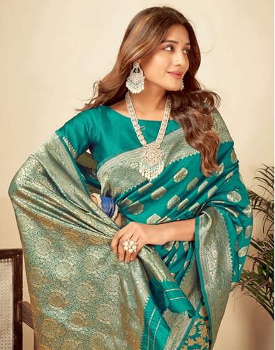 Image of SIRIL Women's Banarasi Soft Silk Saree Pure Silk with Unstitched Blouse Piece