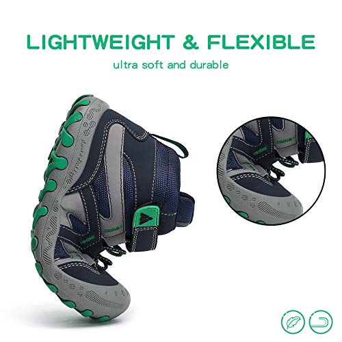 Mishansha Kids Hiking Boots Boys Girls Outdoor Walking Climbing Sneaker Comfortable Non-Slip Snow Shoes Hiker Boot Antiskid Rubber Sole Dark Blue And Green 11 Little_Kid #TOP5