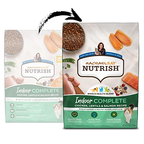Rachael Ray Nutrish Indoor Complete Premium Natural Dry Cat Food, Chicken With Lentils & Salmon Recipe, 6 Pounds (Packaging May Vary) #TOP1