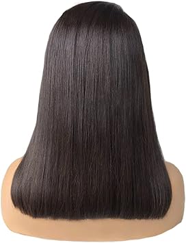 Brazilian Straight Lace Front Hair Wigs Natural Short Bob Wig Bleached Knots Hair Wig for Women (12 inch)