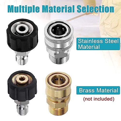 Tool Daily Pressure Washer Adapter Set, Quick Connect Kit, M22 14mm to M22 Metric Fitting, Stainless Steel, 5000 PSI, 4 Pcs