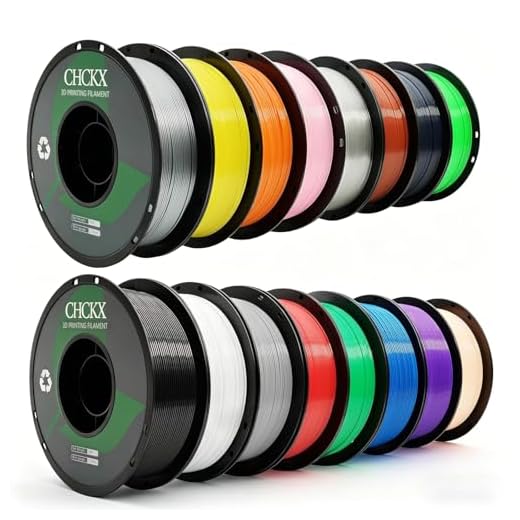 CHCKX 16Rolls PETG Filament Bundle Filament Bulk,1.75 mm Black+White+Grey+Red+Green+Blue+Purple+Skin+Silver+Yellow+Transparent+Coffee+Cherry Blossom Pink+Orange+Navy Gray+Grass Green.