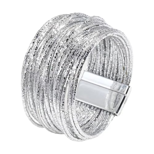 KunBead Leather Sparkly Wrap Bracelets for Women Handmade Braided Boho Multilayer Bracelet Wristband Cuff Bangle Boho Bohemian