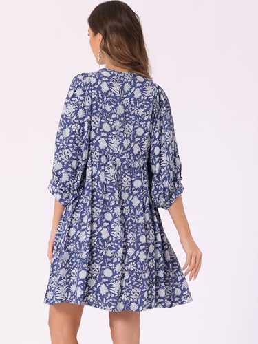 Robe évasée décontractée Allegra K col V : confort fluide sans complexe - 4