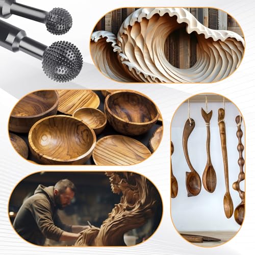 EFUTURETIME Kugelraspel für Holz, φ 25mm + 40mm, Kugelfräser Holz Schnitzen mit M14-Gewinde, Holzraspel für Winkelschleifer 115/125 mm, Ideal zum Aushöhlen Gravieren Schleifen auf Holz
