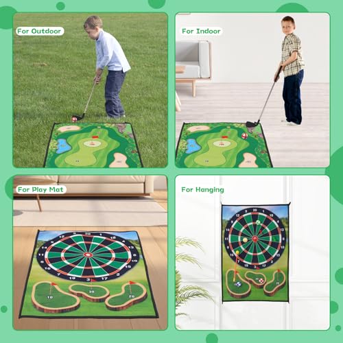 Arkyomi 2 in 1 minigolf Set für zuhause Kinder Pfeil und Bogen mit 6 saugnapf Pfeile für bogenschießen golfspielzeug Outdoor/Indoor recurvebogen ab 6 7 8 Jahre Jungen