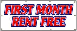 36"x96" First Month Rent Free Banner Sign Apartment Promotion Rent Lease condo