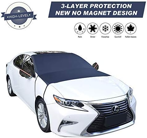 Car Windshield Snow Cover, 3-Layer Protection and Double Side Design, Keep Snow & Ice Off, No More Scratch Paint, Windshield Sun Shade Protection, Extra Large Fit Most Car, Van, SUV（81”x 59”）