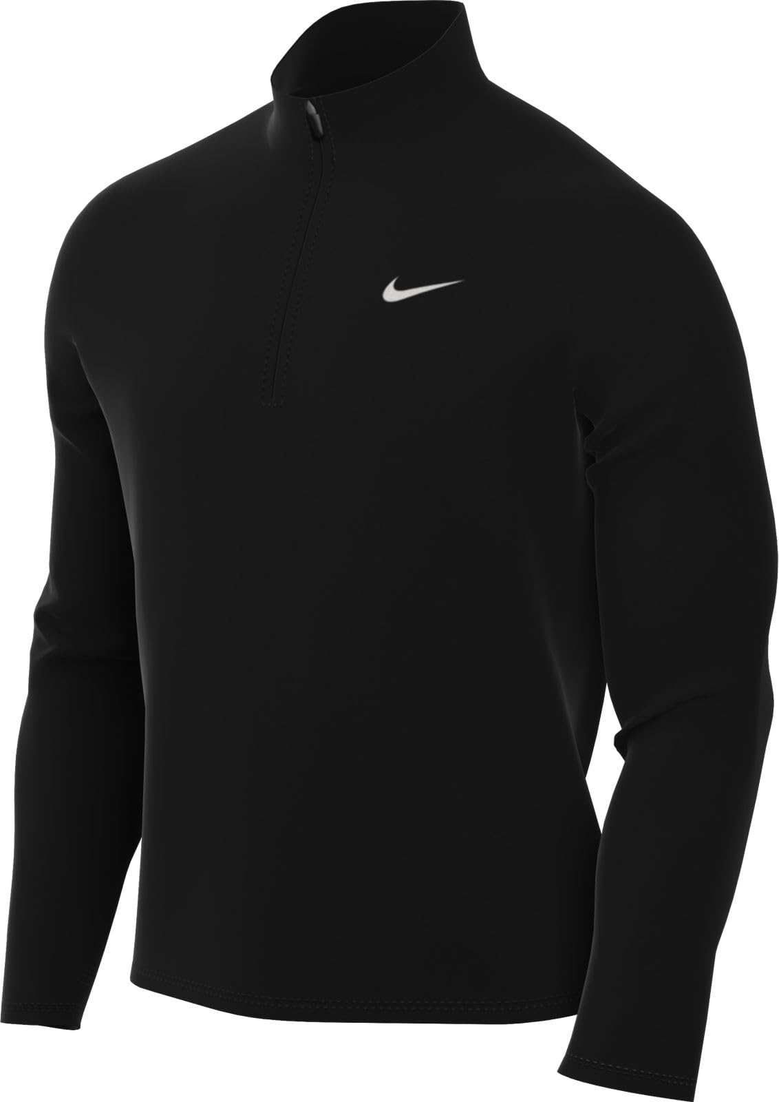 Nike Herren Dri-Fit Pacer Hz Sweatshirt – Halbreißverschluss, Daumenlöcher, Schwarz mit reflektierenden Silber-Details (Größe L)