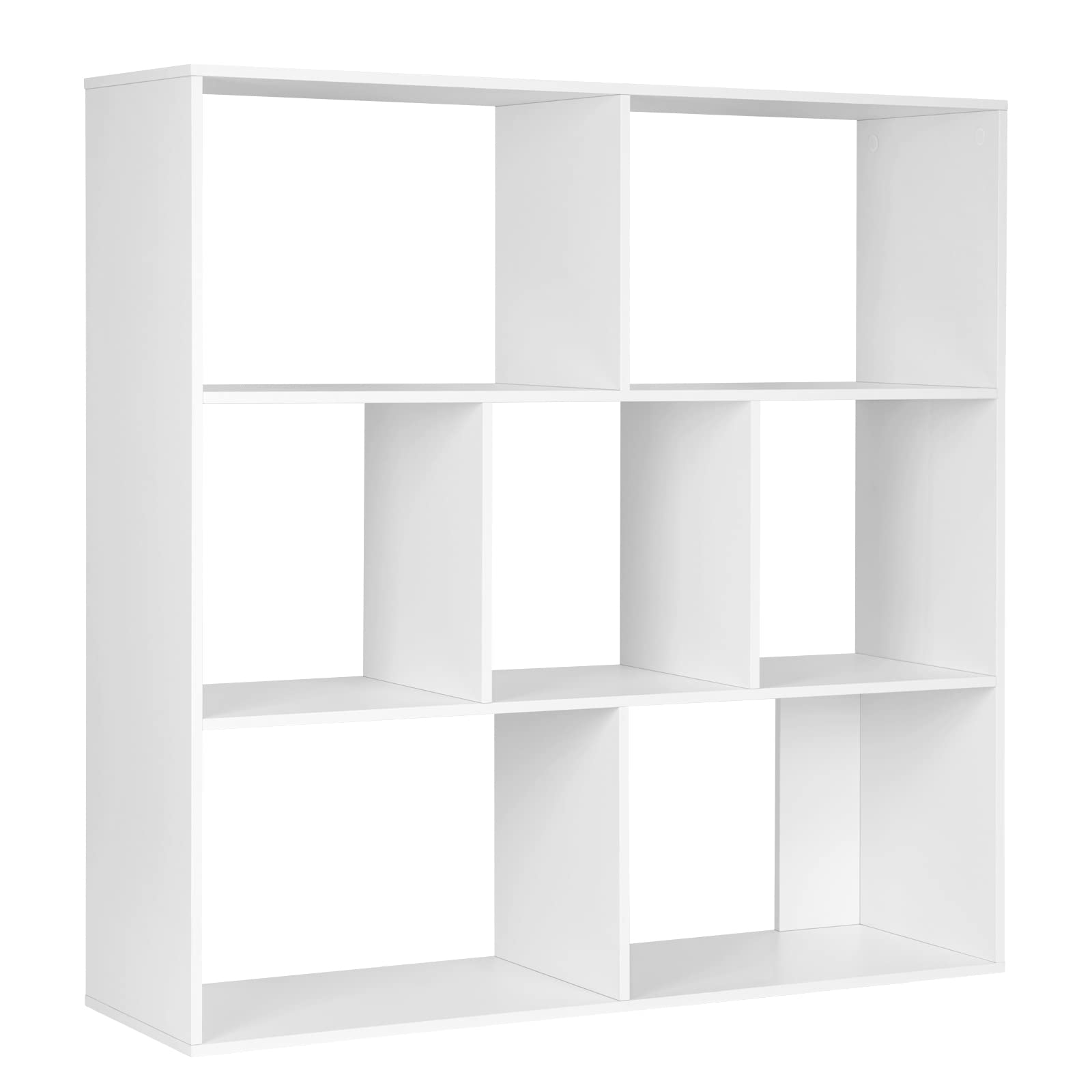 eSituro Librería de Madera, Estantería Libros de 3 Niveles | 7 Estantes Modulares de 2 Tamaños, para Salón, Oficina, Dormitorio, Estudio, Blanco, 100x100x30 cm, SBKC0042