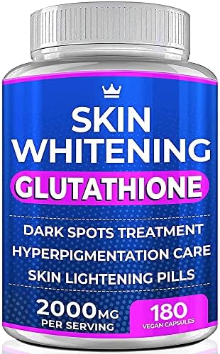 Glutathione Whitening Pills - 180 Capsules 2000mg Glutathione - Effective Skin Lightening Supplement - Dark Spots, Melasma & Acne Scar Remover, Hyperpigmentation Treatment - Anti-Aging Antioxidant