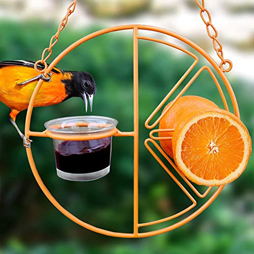 Mangeoire à Oiseaux Oriole Orange, Mangeoires à Oiseaux pour l'extérieur Mangeoire à Fruits Mangeoire à Oiseaux Suspendue de 17 Pouces,pour Jardin, Extérieur, Cadeau Cover