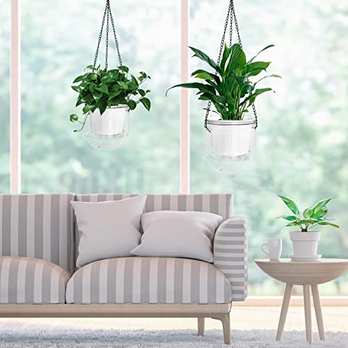Kbcsun 2 Pack Self Watering Hanging Planters For Indoor And Outdoor Plants, 6 Inch Hanging Baskets With Chains Drainage Holes, Hanging Flower Pot For Garden Home #TOP5