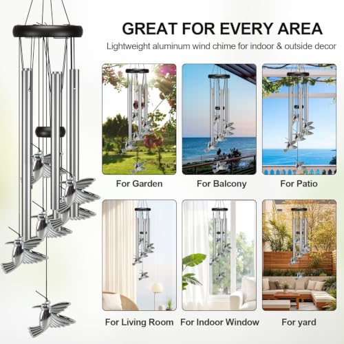 Image of Virekm Hummingbird Wind Chimes for Outside, Decorations for Patio Porch | Bird Wind Chime Outdoors, Clearance Sympathy Windchimes Deep tone, Memorial Gifts for Mom, Garden Decor for Home and Backyard