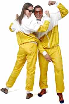 AYBUY Jaren 80 Jaren 90 Verkleedkleding, Retro Disco Sportkleding Outfit Set, Jaren 80 Shell Suit Kostuum, Hip Hop Kostuum Outfit voor Themafeest, Halloween, Muziekfestivals, Maskerade, Carnaval (M