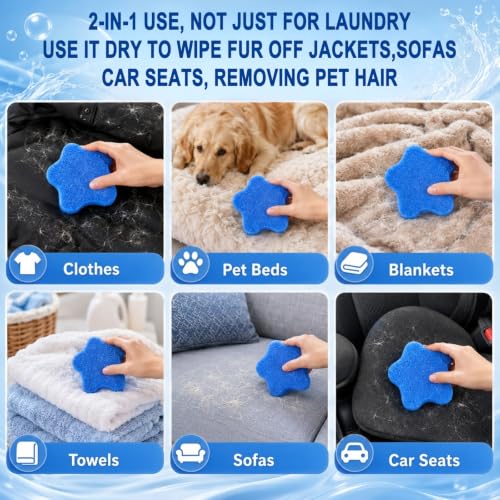 Pet Hair Remover for Laundry, Dog & Cat Hair Remover - 6 PCS Reusable Laundry Balls Effectively Removes Fur, Lint, Dander from Clothes, Hoodies, Blankets - Gentle, Easy to Use & Clean (Blue) - Image 5