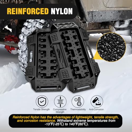Image of Nilight Recovery Offroad Traction Boards Mini Short Emergency Tire Tracks Mats For 4WD 4X4 ATV UTV on Mud Sand Snow (2PCS Black)