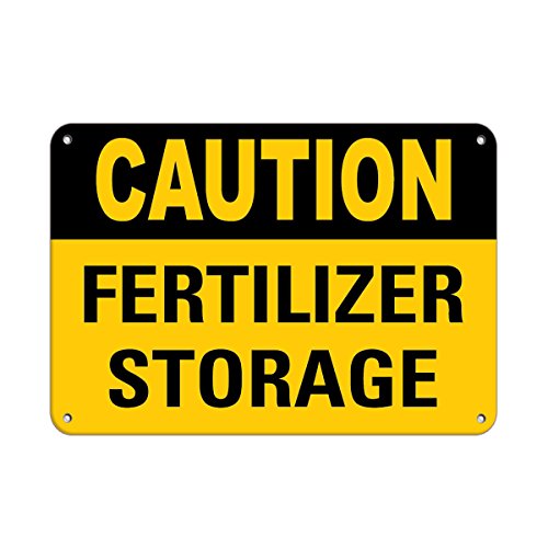 Aluminum Horizontal Metal Sign Multiple Sizes Caution Fertilizer Storage Activity Farm Yellow Chemical Hazard & Labels All Over Weatherproof Street Signage 10x7Inches