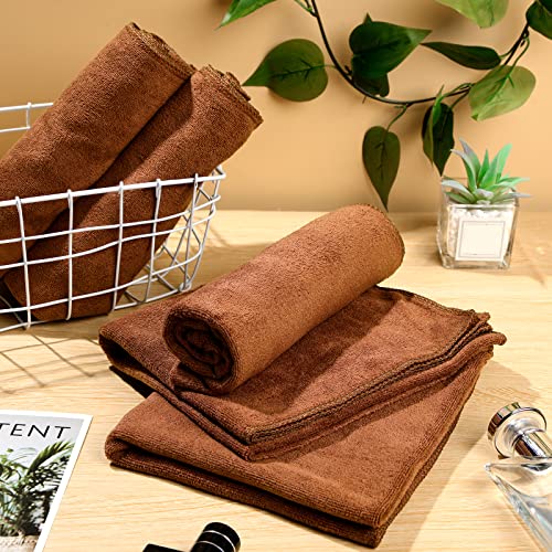 Newwiee 72 Pack Bleach Proof Towels Bulk For Salon Hair Microfiber Towels 18 X 30 Inch Dry Lint Free Hair Drying Salon Towel Hand Towels For Hair, Gym, Bath, Spa, Shaving, Barber (Brown) #TOP4