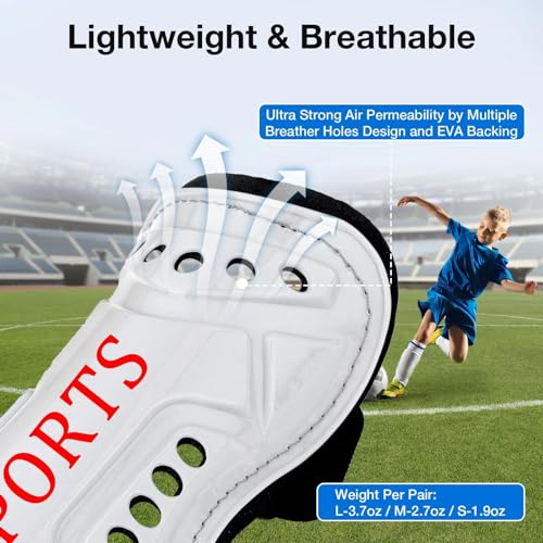2 Pairs Soccer Shin Guards for Toddler Kids Youth, Soccer Shin Pads with Adjustable Double Strap for 3-14 Years Old Boys Girls Child Teens — view 4