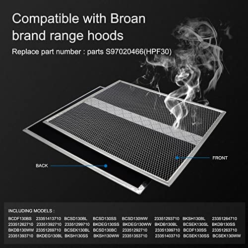 S97020466 Range Hood Non-Ducted Filter 14.6" X 12.9" Compatible With Broan Range Hood Filter Charcoal Filter Grease Replacement 30In Type Xc With Clips,For Broan Nutone Hpf30 Series- 2 Pack #TOP4