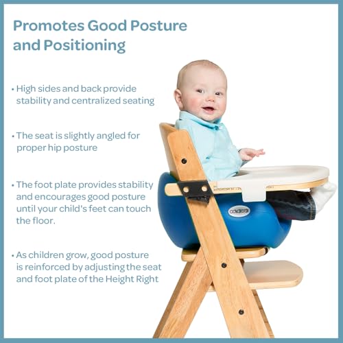 Keekaroo Height Right™ High Chair with Infant Insert & Tray, Natural/Aqua, ONE Size (0051404KR-0002)