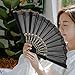 TOPPERFUN 6pcs Black Retro Folding Fans Handheld Lace Plastic Fans for Women Lolita Style Dancing Hanfu Photography Props Vintage Street Fashion