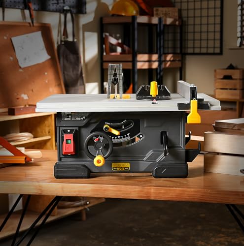 Upstreman Work M1 Pro Portable Table Saw, 13Amp Compact Tablesaw 5700RPM, 8.25", 24T Blade, Dust Collector, Onboard Carrying Handle Easy to Carry, Adjustable Cut Depth and Angle, for DIY