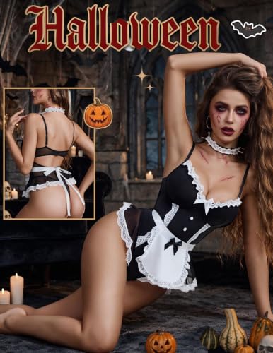 Avidlove Sexy Lingerie for Women 3pcs Maid Outfit Cosplay Halloween Costume - image 4