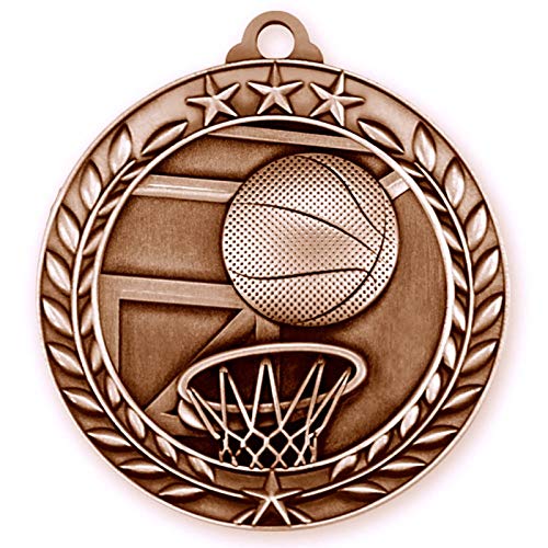 Express Medals Basketball Bronze 3rd Place Medal with Neck Ribbon Award Trophy WAM9 (25)
