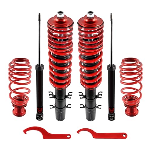 EVIL ENERGY Coilovers Compatible for VW Jetta MK4 1999-2005, Volkswagen Golf MK4 1998-2007, Volkswagen Beetle 1998-2010, Seat Leon 1999-2006 Height Adjustable Coilovers Suspension Lowering Kit, Red by EVIL ENERGY - Used condition - US$167.99