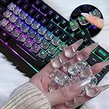 Quafochi 60pcs Keyboard Bubbles for Long Nails, Ergonomic Height Raised Glass Cat-Head Key Covers, No-Residue, Reusable, Easy to Apply, for Desktop Keyboards, External Keyboards, Calculators