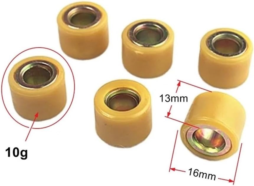 16x13mm 10g 14g Variator Roller For GY6 50 50CC 80CC 147QMD Scooter 139QMB JR100(6pcs(10g))