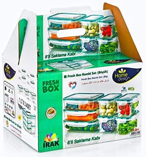 Fresh Box PlastArt 385 Combi Set, Gift Set Food Storage Container Set in Assorted Shapes, 16-Piece, Clear-Orange Colour