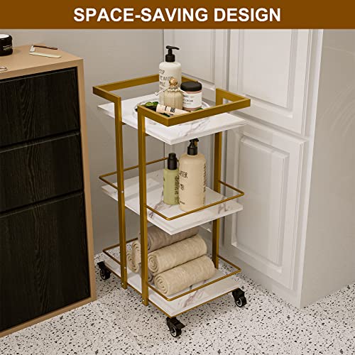 Paddie Esthetician Cart with Wheels, Salon Trolley Cart 3 Tier, Salon Equipment for Hair Stylist, Home Use, White & Gold by Paddie - Image 2