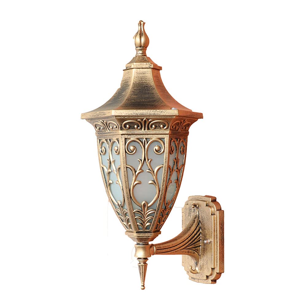 SXSCARKX Retro Outdoor Waterproof Landscape Wall Mount Light with Frosted Glass Lampshade Lamp Farmhouse Country Wall-Mounted Sconce for Hallway Entrance Garage Patio （E27）