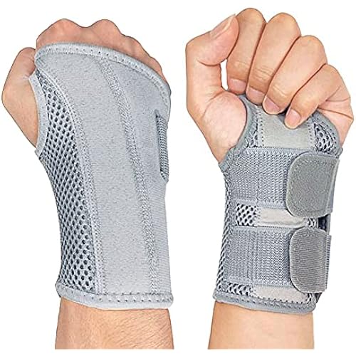 NuCamper Wrist Brace for Carpal Tunnel Night Wrist Support Right Hand Gray