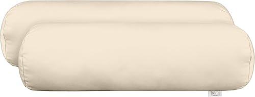 RSH Décor - Juego de 2 almohadas de almohada para interiores y exteriores, 20 pulgadas de ancho x 6 pulgadas de alto, marfil (crema, natural)
