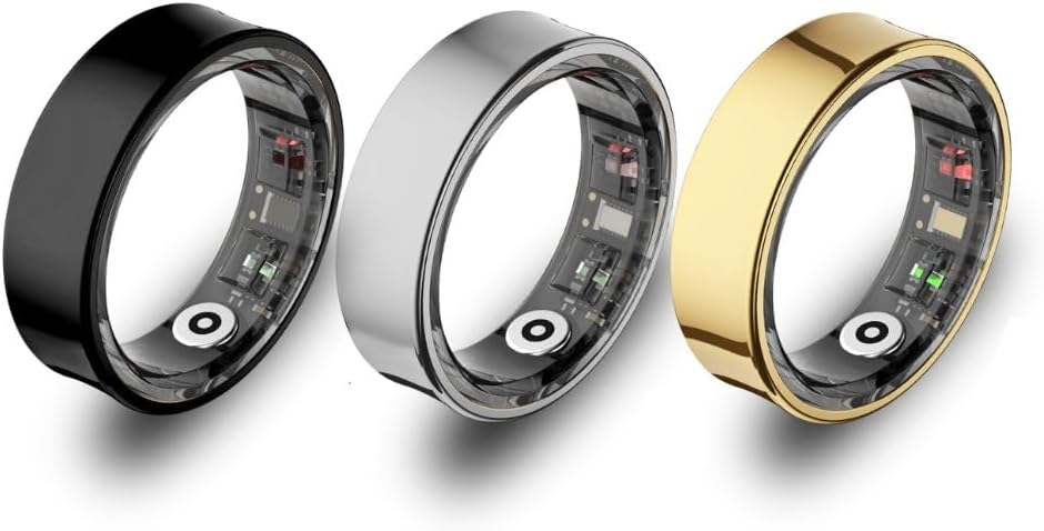 Smart Ring for Women & Men - Heart rate, Blood oxygen, Sleep Tracker | Waterproof IP68 | 12-Day Battery | Heart Rate, Steps, Calories Monitor | Comfort Fit Wearable Tech Accessory Ring (Silver, 9)