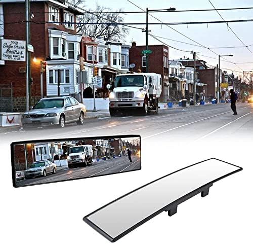 Westspark Car Rear View Mirror Middle, Universal 11.81 Inch Panoramic Convex Rearview Mirror, Interior Clip-on Wide Angle Rear View Mirror to Reduce Blind Spot Effectively for Car SUV Trucks -Clear