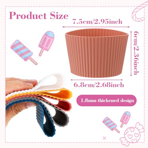 HaiFafafaing 6 Pack Coffee Cup Sleeves Reusable Silicone Cup Sleeve Heat Resistant Nonslip Glass Bottle Mug Tumbler Sleeves Protector Cover For Home Travel Assorted Colors - Thumbnail 3