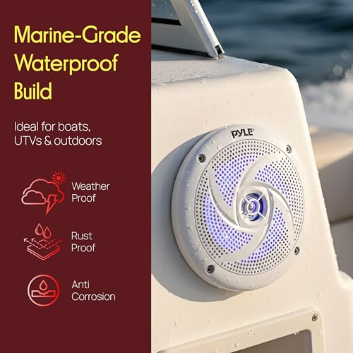 Image of Pyle Marine Speakers,5.25 Inch 2 Way Waterproof and Weather Resistant Outdoor Audio Stereo Sound System with LED Lights,180 Watt Power and Low Profile Slim Style - 1 Pair - PLMRS53WL, 2 (Pack of 10)