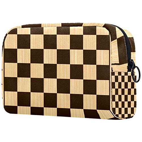 Preisvergleich Produktbild Toilettentaschen Schachbrett mit Reißverschluss für Frauen Travel Cosmetic Organizer Makeup Bag