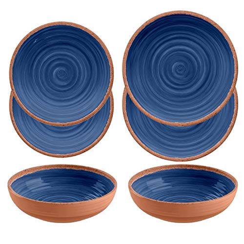 Rustic Swirl Indigo Melamine Outdoor Dining Set (6)