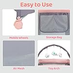 Pamo Babe Portable Playard with Mat Pad and Toy Bar Pink Play Yard for Baby - Image 2