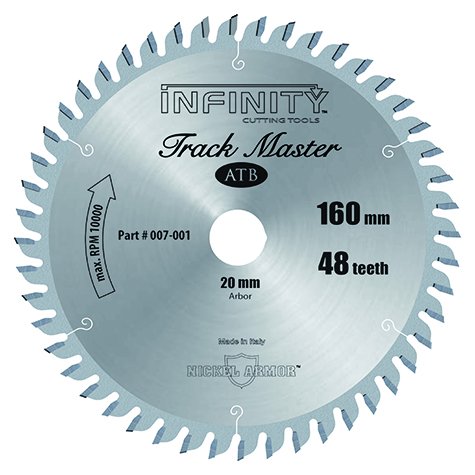 160mm D x 48T x 20mm Bore Track Master Saw Blade for Festool, Grizzly and Shop Fox