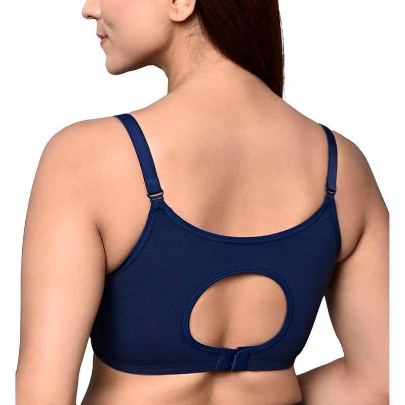 Image of Inner Sense Organic Cotton Bamboo Nursing Bra for Women I Non Padded Feeding Bra with Keyhole Back Design I Wire Free Maternity Innerwear with Full Coverage